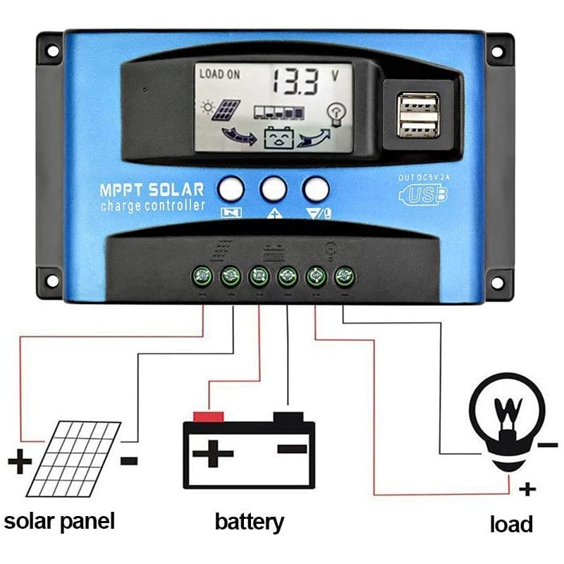 100A MPPT Solar Charge Controller 12v/24v Current Auto Focus MPPT