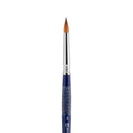 Escoda Optimo Series 1208 Artist Watercolor & Acrylic Short Handle Paint Brush, Pure Kolinsky, Short Round, Size 8