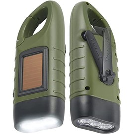 Simpeak 2 Piezas Linterna LED, LED Lintern a de Mano Resistente al Agua con Cargador Solar Linterna Dinamo para Ciclismo/Camping/Montañismo - Verde del Ejército