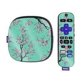 MightySkins Glossy Glitter Skin Compatible with Roku Ultra HDR 4K Streaming Media Player (2020) - Cherry Blossom Tree | Protective, Durable High-Gloss Glitter Finish | Easy to Apply | Made in The USA
