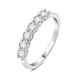JewelryPalace Fashion Jewellery Classic Moissanite Stacking Ring Eternity Ring Women's Narrow Wedding Rings Women's Ring Silver 925 Wedding Rings Wedding Rings Front Ring Band Ring Women Jewellery