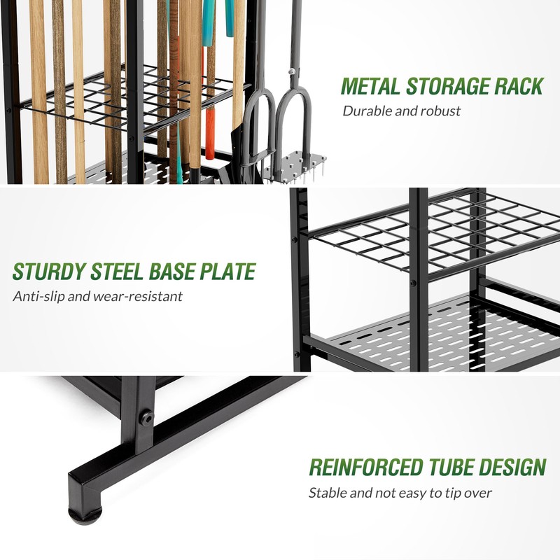 Garden Tool Organizer Rack Up to 50 Tools, Heavy-Duty Steel