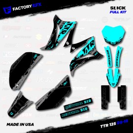 Factory EFX Gray & Cyan Slick Racing Graphics Kit fits 08-24 YAMAHA TTR125 TTR 125 decal