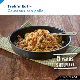 Couscous Trek'n Eat con Pollo (Stufato di Semola Africano) – Pasto Liofilizzato per Esterni | Leggero e Nutriente | Preparazione Rapida | Cibo per Trekking, Campeggio e Spedizioni
