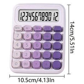 Mechanical Calculator,Desk Calculator Cute 12 Digit Large LCD Display and Big Buttons,Basic Office Calculator with Large LCD Display for Office, Home, School (Purple)