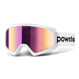 Powster Ski Goggles Snow OTG Snowboard Goggles Buckle Interchangeable Lens UV Protection Anti-fog mobile Skating Big NSPinkWhiteE
