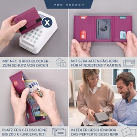 VON HEESEN Men's Coin Purse, Pink, Mini coin compartment