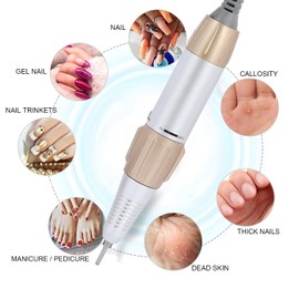 Electric Nail Drill Pen, Drill Polishing Replacement Handle Handpiece, Manicure Polishing Grinding Machine Handle Nail File Buffer for Salon and Home (gold)