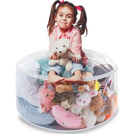 Teenyyou Stuffed Animal Storage Bean Bag Chair Sofa Cover Zipper Large Transparent PVC Stuffed Animal Organizer Bean Bag Seat Only for Organizing Rooms Plush Toys When Filled (24.8 Inch,Chair Style)