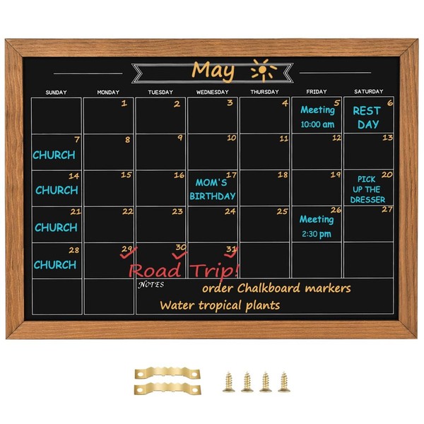 Umtiti 27 x 37 cm Calendar Chalkboard, Magnetic Surface, Rustic