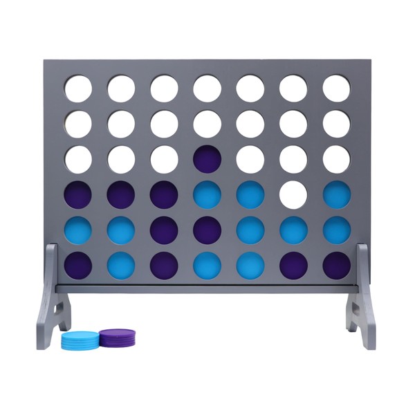 Tailgating Pros Premium Grey Giant Four in a Row with Carrying Case - Jumbo Oversized Outdoor Yard Game - Connect Multiple Pucks in a Row to Win - Many Puck Colors Available!