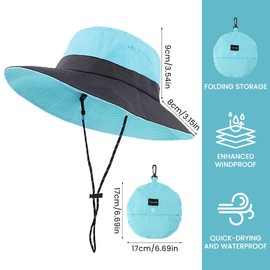 FYting Women's Sun Hat Sun Protection Head Women Men Foldable UPF 50+ Rainproof Sun Protection Quick Drying Beach Swimming Pool Camping Picnic Mountaineering Fishing Travel (Pink), blue, M