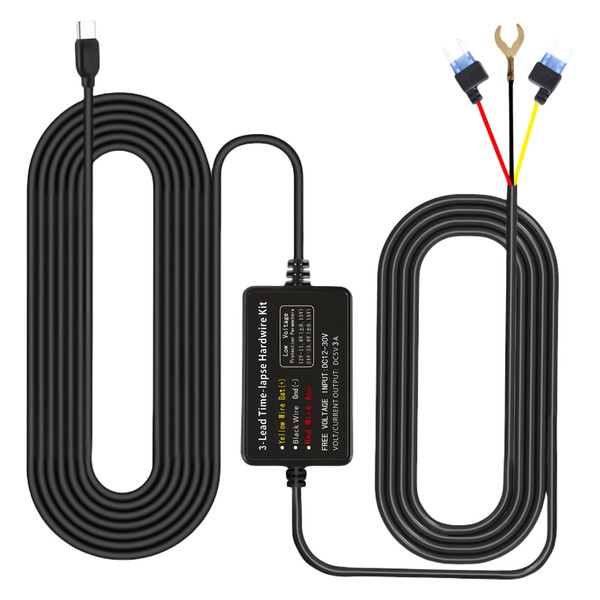 Typ C Hardwire-Kit Dash Cam, 112V-24V in 5V/3A Dash Cam,