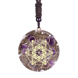 Collar de Orgonita con Metatron, Amuleto Collares Amatista de Energía Ajustable, Regalos de buena suerte para Hombre Mujer Amigos Cumpleaños Acción de Gracias, Navidad, Año Nuevo (Amatista)