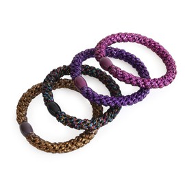 JewelVOX Hair Accessories, Hair Elastic, Rope Style, 4 Color Set, Stylish, Adult, Cute, No Traces, Women's, Black, Thick (Q Set)