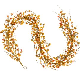 Egolot 18 Inch Fall Berries Flower Wreath for Front Door, Autumn Flower Orange Berries Wreath for Indoor Outdoor, Harvest Thanksgiving Door Decor Wreaths