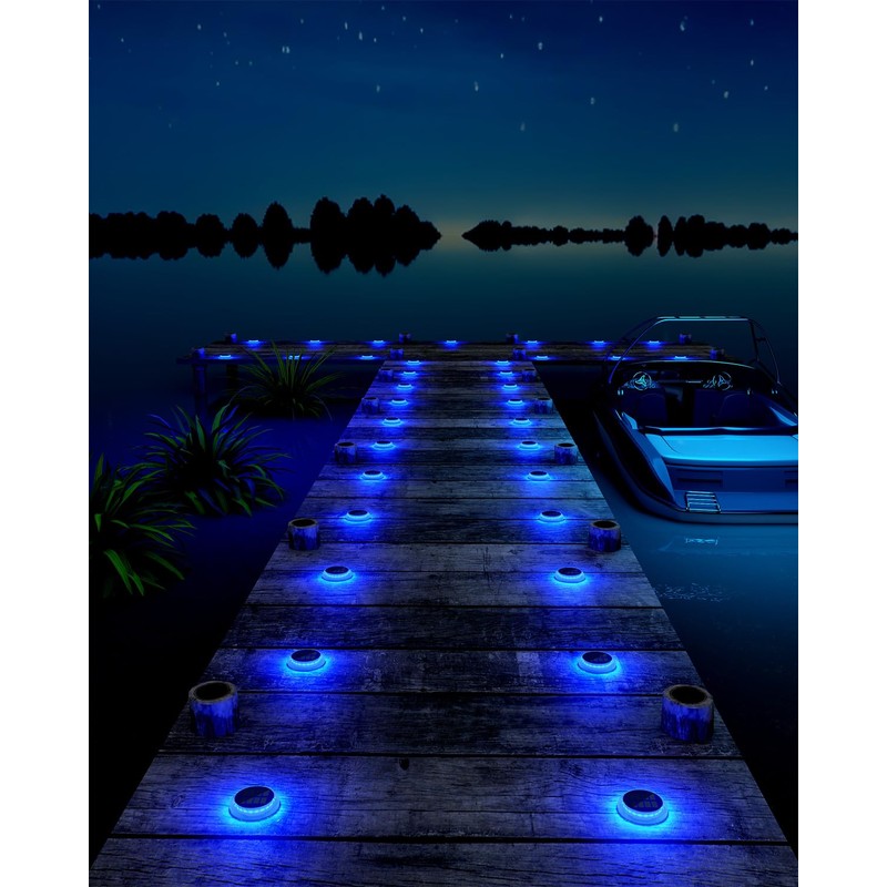 DetarZinLED 6 Packs Solar Driveway Lights, Blue Dock Deck Lights