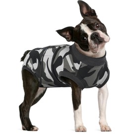 FUAMEY Dog Recovery Suit Male,Dogs Surgery Neuter Suits Puppy Spay Shirts for Female Protect Dog's Skin Anti Licking Abdominal Wounds Doggie Onesie Pet Bodysuit Alternative to Cone Grey Camouflage L