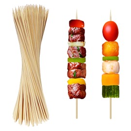 XMZY Bamboo Skewers 8 Inch Wooden Skewers Sticks for Fruit, Kabob, BBQ, Grilling, Yakitori. More Size Choices 10"/12", 100 PCS (8inch X Φ3mm)