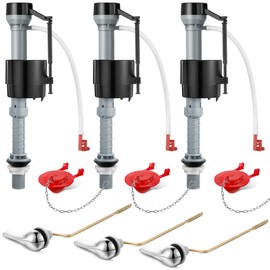 Saillong 3 Set Universal Toilet Tank Replacement Kit, Include Fill Valve, 2 Inch Low Flow Rubber Flapper, Side Mount Toilet Flush Brass Handle, Adjustable, Quiet, Easy Install Repair Kit