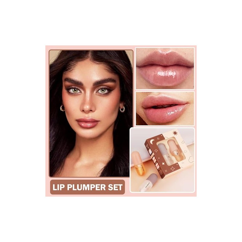 Lip Plumper, 2PCS De Suero Natural Para El Cuidado Brillo