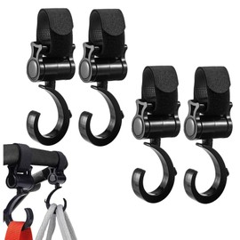 Mirhua Baby Stroller Hooks, 360° x 180° Rotation, Type, Multi-Hook, Anti-Slip, Load Capacity 44.1 lbs (20 kg), Luggage, Bicycle, Easy to Install, Stable, Large, Durable Water Resistant Material (Pack