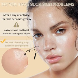 Oatmeal Soap Bar – Honey & Milk Exfoliating Body and Face Soap – Moisturising Cleansing Bar Oil Control for Face – Gentle Exfoliation Daily Care for Women, Men, and Teens 100g