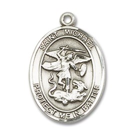 Bliss Sterling Silver Saint Michael Army Medal Pendant Necklace 18" Chain GiftBox