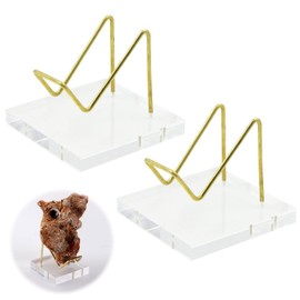 xtemtoamz Collectible Display Fossil Holder Stand - Acrylic Mini Clear Card Stand Order Stand Stand Decorative Stand for Mineral Agate Coral Small Pocket Watches, Capsules, Medals, Pack of 2