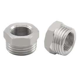 Fitvell Stainless Steel Reducer Faucet Adapter 1/2 NPT Male to 3/8 Female Compression Hose Fitting Water Supply Line Adapter for Kitchen Bathroom Plumbing Pipe Connector 2PCS