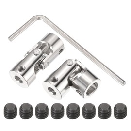 QUARKZMAN 2 Pieces 5 mm to 8 mm ID Steering Universal Joint Shaft Coupling, L35XD14 Metal 45° Rotating Joint Coupling with Screws Wrench Set