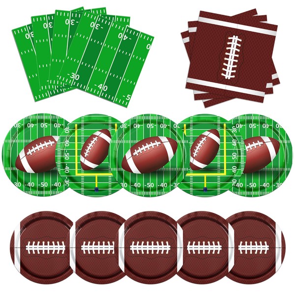 101Pcs Football Plates and Napkins-Football Party Supplies Serve 25, Football