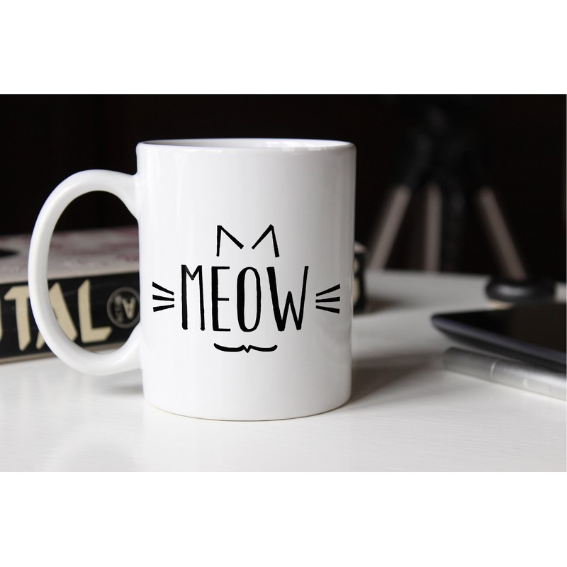 MoonWorks Coffee Cup Cat Meow Meow Meow Cat Tea Cup