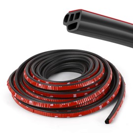Wuyaoyao 52.5Ft Car Door Seal, Rubber Car Door Seal Strip, Double Layer 4-Hole Automotive Weather Stripping, Self Adhesive Soundproof Sealing Weatherstrip for Most Cars Trucks SUVs RVs (52.5 Feet)