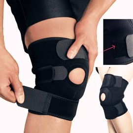 Knee Supporter, Sports, Knee Support, Strong, Fixed Compression Belt, Meniscus Damage, Side Ligament Damage, Joint Ligament Protection, Exercise, Running, Unisex (Black)