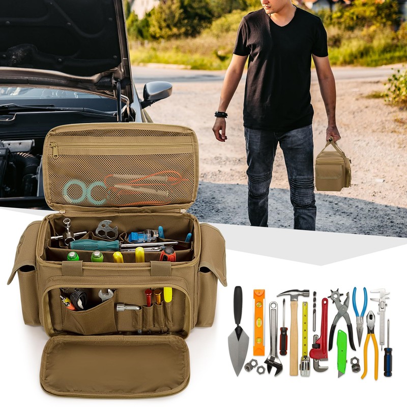 Rexmica Small Tool Bag for Men, Tool Storage Organiser with