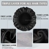 Gorros de ducha con forro de rizo, impermeable, reutilizable, triple