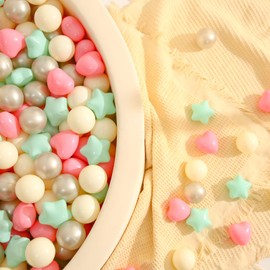 TRENDPLAY Ball Pit Balls Stars : Different Shapes - Mix Stars Shapes for Kids, Perfect for Parties, Pink Green Blue White Gray 50 100 200 500 Pack (Pink Mix Green, 50)