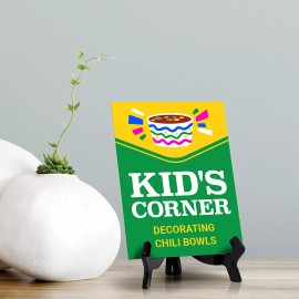 Signs ByLITA Kid's Corner: Decorating Chili Bowls Table Sign with Acrylic Stand (6x8“)