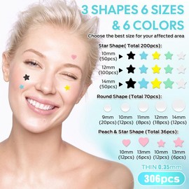 Zit Patches Hydrocolloid Star – Invisible Acne & Blemish Patches with Tea Tree, Salicylic Acid & Centella Asiatica, 306 Patches for All Skin Types