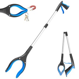 Pinzas de Extensión, Utensilios para Alcanzar Objetos de 83.5CM, Herramienta para Agarrar Plegable para Adulto Mayor, Ayuda para la Movilidad y Recogida de Basura, Herramienta de Recogida Ligera (Azul)