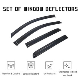 Rain Guards Compatible with 2004-2015 Nissan Titan Crew Cab, Acrylic Slim Style Window Visor Rain Guard, Side Window Deﬂector for Nissan Titan Accessories 4 Pieces, 2005 2006 2007 2008 2009 2010