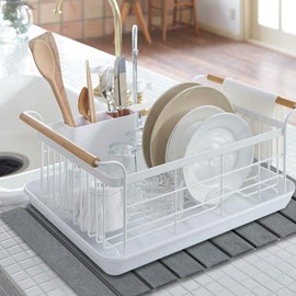 Large Stone Dish Drying Foldable Mat for Kitchen Counter, 24"*16"Quick Drying Pad for Dish Rack( Dark Grey)