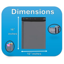 100 Pack Grey Colour Plastic Polythene Peel + Seal Mailing Postal Bags Large Size 12 x 16" / 305 x 405mm Self Seal Packing Packaging Postage Mail Sacks Envelopes Mailers