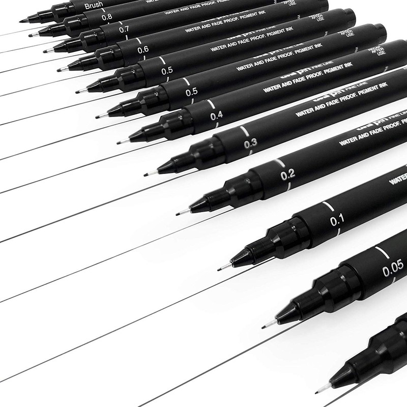 Uni Pin Fineliner Drawing Pen - Full Set of 11
