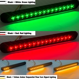 PSEQT 3 Color Trailer Tail Brake Stop Turn Signla Running LED Lights Bar Amber Red Green Rear Identification Marker Waterproof Light Strip for Trailer Truck Pickup Offroad RV ATV UTV Bus Van, 2Pcs