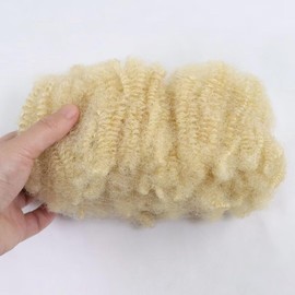 HAPPY&CC Extensiones De Cabello Humano Afro Kinkys A Granel Para Rastas, Trenzas, Microbloqueos, Color Rubio, 30 Cm, 50 Gramos
