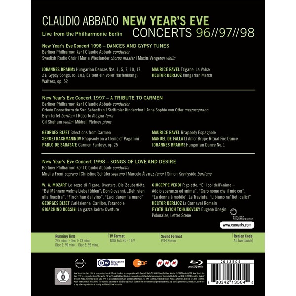 Berliner Philharmoniker - Claudio Abbados New Year's Eve Concerts 1996/97/98 [Blu-ray]