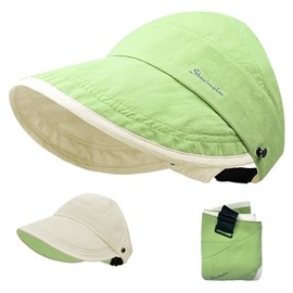 Sun Visor Hats for Women UPF50+ Wide Brim Sun Hats Foldable Beach Hat for Sport Travel Piping Mint Green