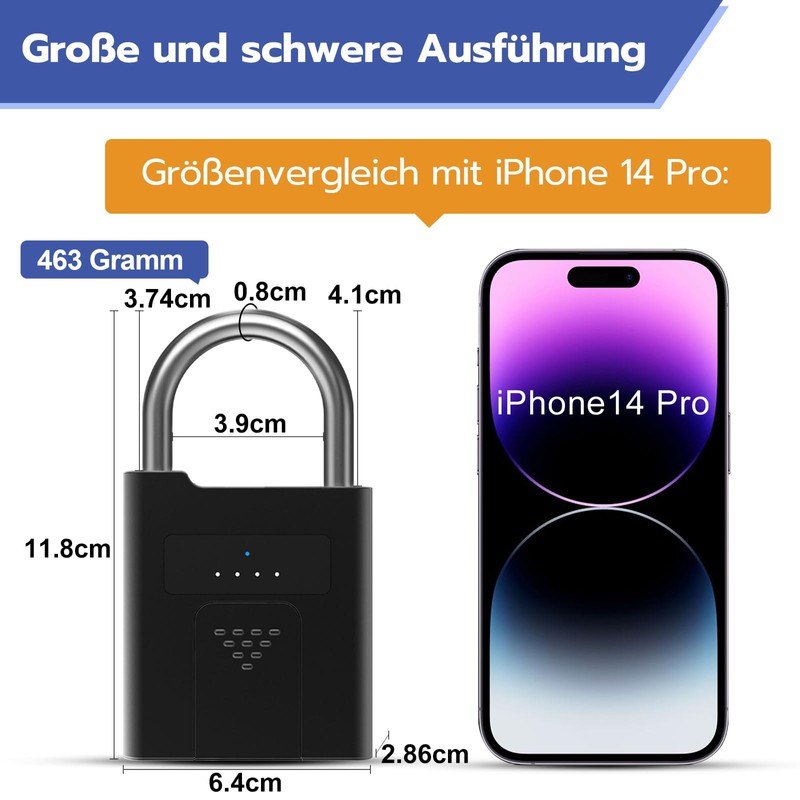 Anweller Fingerprint Lock with Key, Bluetooth Biometry Electronic Number Code,